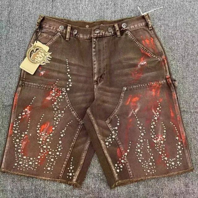 Diamond denim shorts