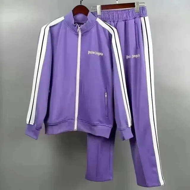Palm Angels Track Suit Purple with White Stripes