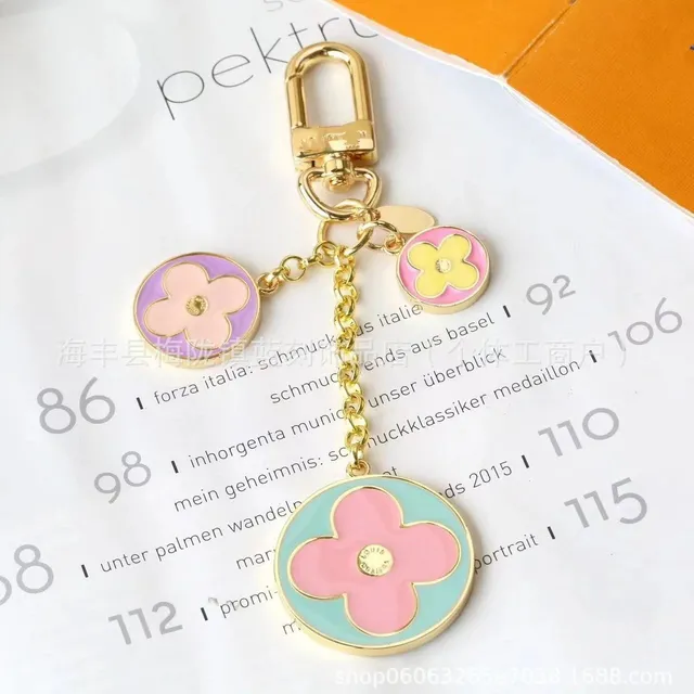 Louis Vuitton Flower Charm Keychain Multi-Color Enamel