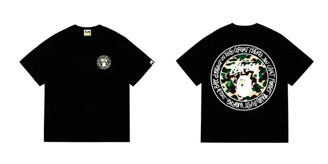 BAPE × Stüssy Short-Sleeve T-Shirt Camouflage Ape Head Graphic