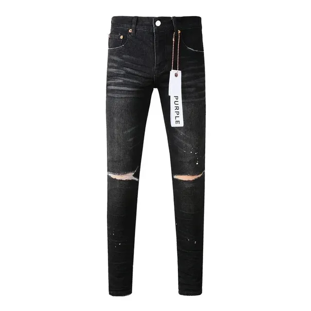Slim Fit Jeans Distressed Black