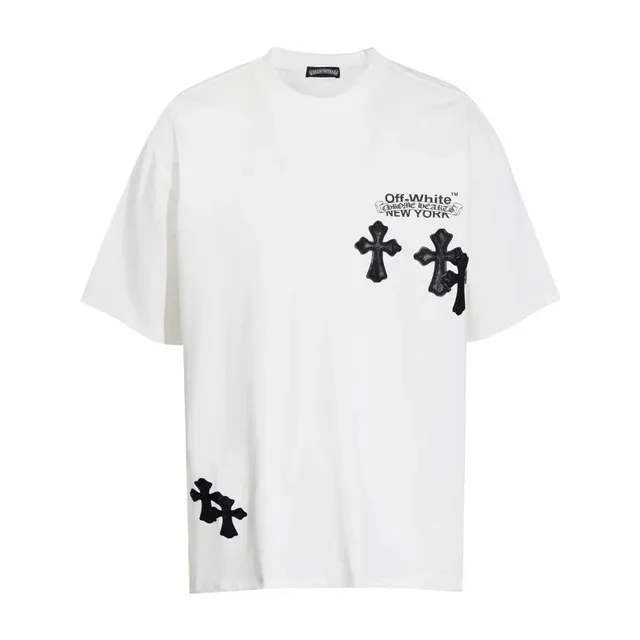 Off-White × Chrome Hearts Cross Logo Tee Embroidered Crosses