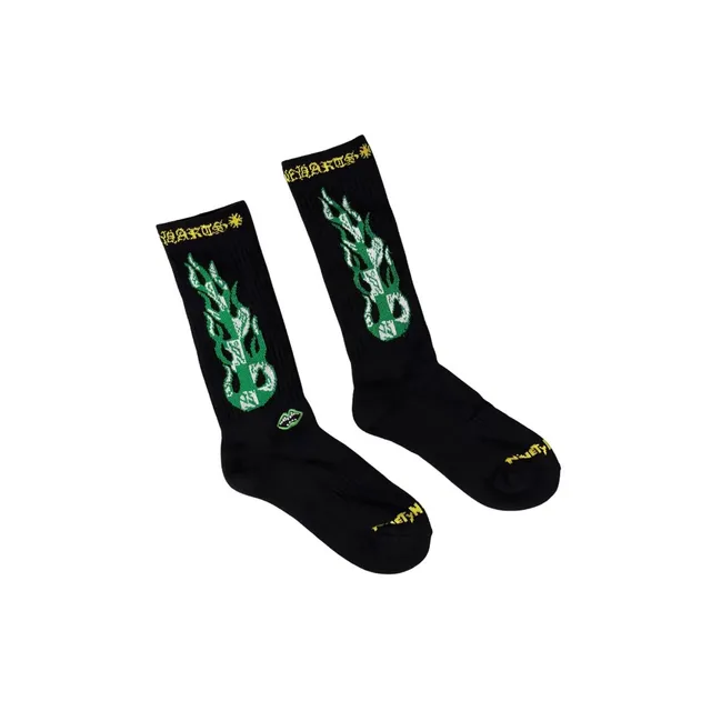 Hellstar Flame Socks Green Flame Print