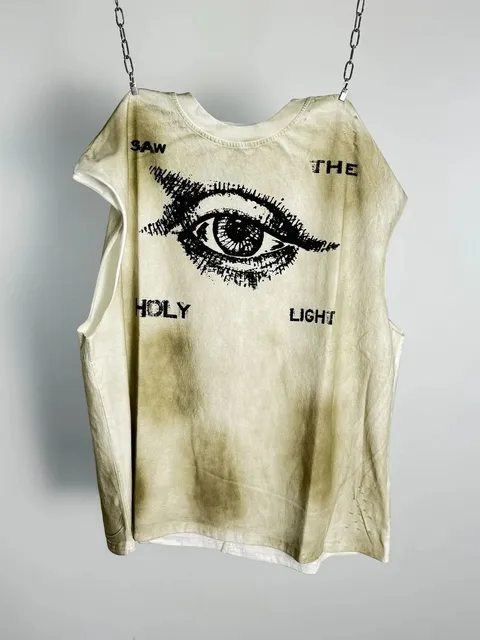 Saint Michael Sleeveless Tee Holy Light Eye Print