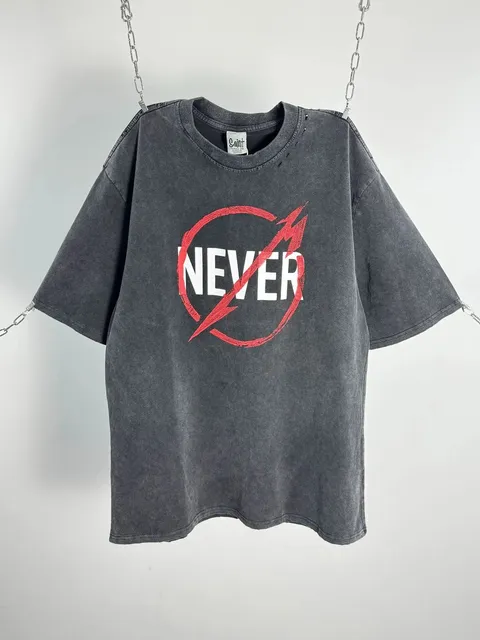 Saint Laurent Graphic Tee NEVER Lightning Logo
