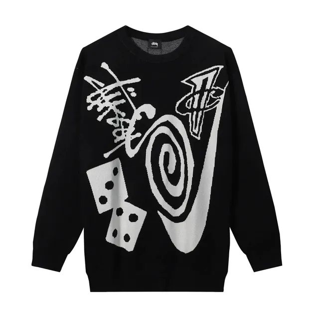 Stüssy Knit Sweater Dice and Graffiti Print
