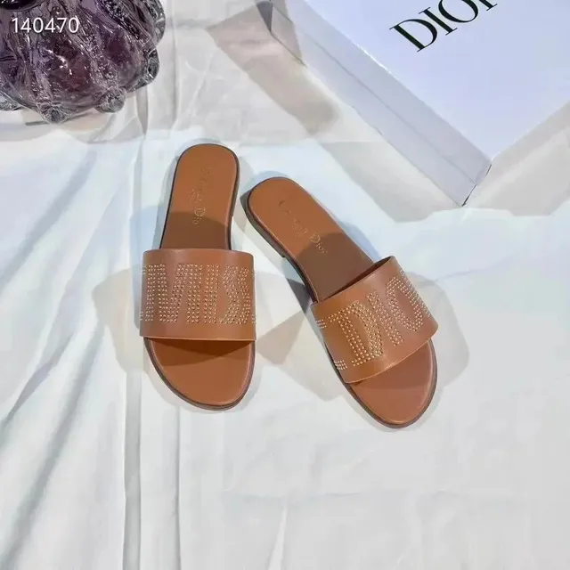 Dior Slide Sandal Crystal-Embellished Logo