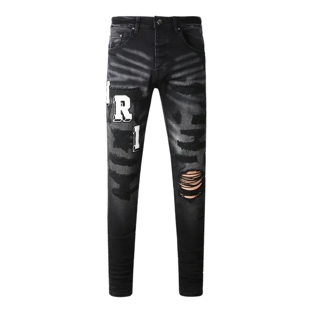 Distressed Slim Jeans R1 Logo Patch