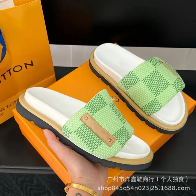 Louis Vuitton LV Trainer Slide Damier Green
