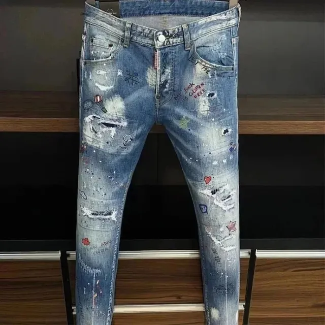 Dsquared2 Distressed Jeans Paint-Splatter & Patchwork