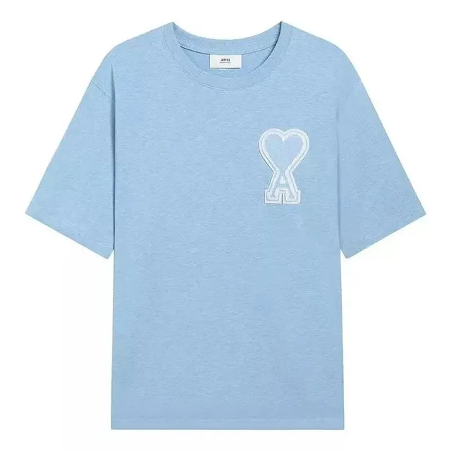 AMI Paris Heart Logo T-Shirt Light Blue