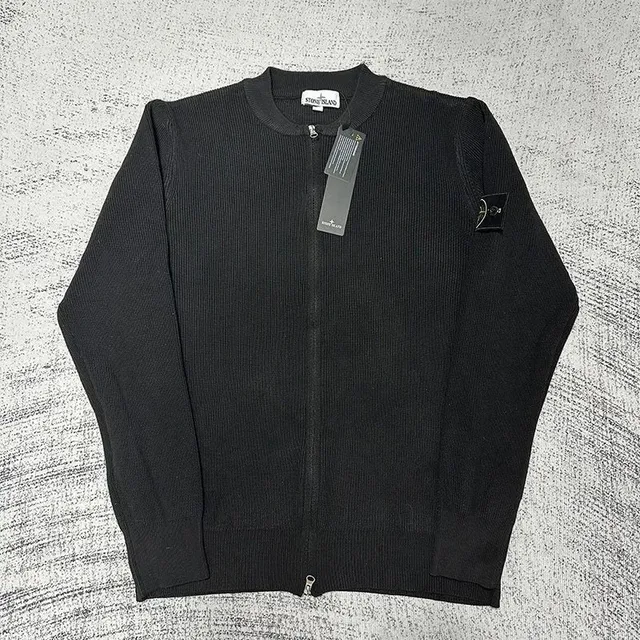 Stone Island Zip-Up Knit Cardigan Ribbed