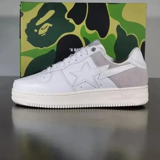 BAPE Shark Low White Grey