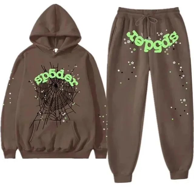 Sp5der Hoodie and Joggers Set Spider Web Print