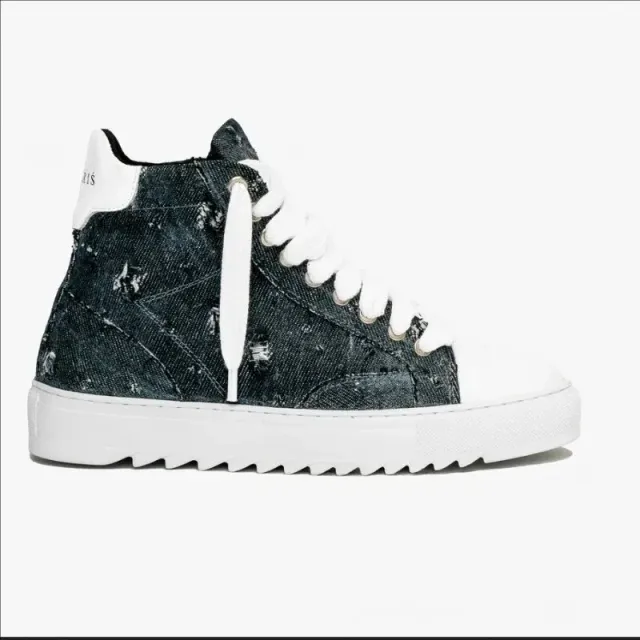 AMI Paris High-Top Sneaker Distressed Denim