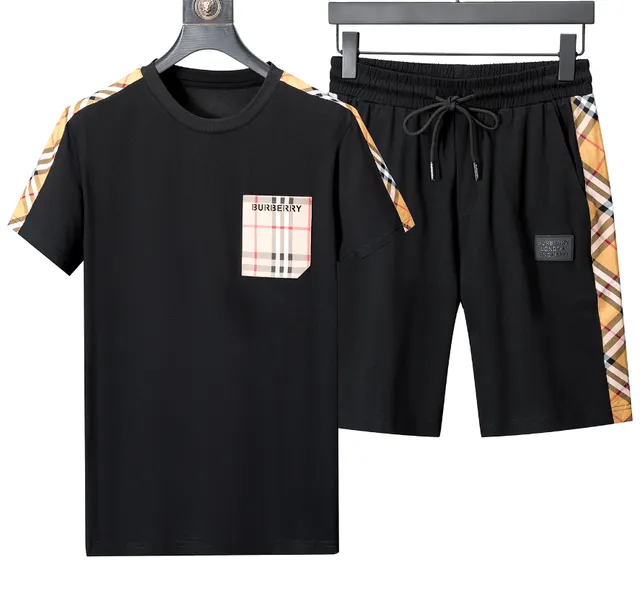 Burberry T-Shirt and Shorts Set Checkered Trim