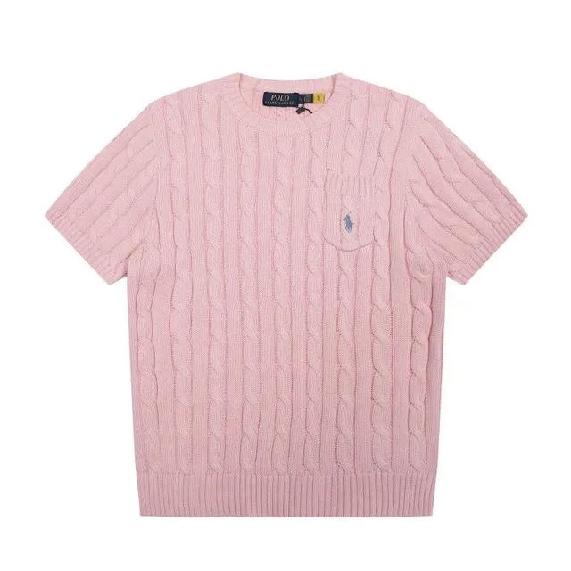 Polo Ralph Lauren Cable Knit Short-Sleeve Sweater Pink Cable Knit
