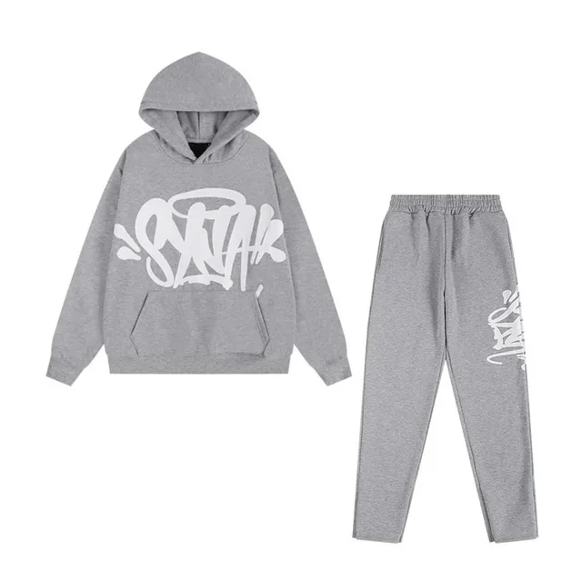Hoodie and Joggers Set Graffiti Print