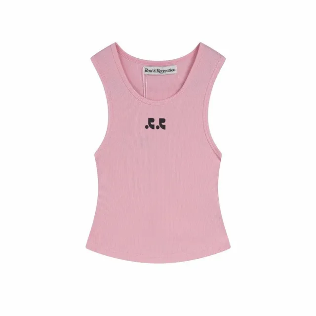 Rest & Recreation Ribbed Tank Top Logo Print