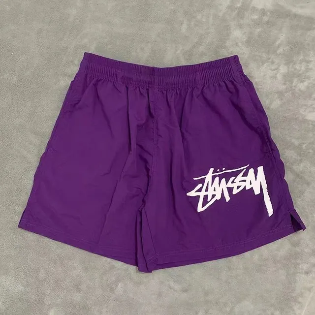 Stüssy Logo Shorts Purple with White Logo
