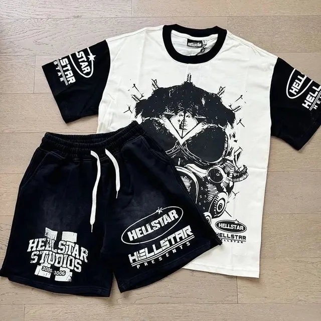 Graphic Tee and Shorts Set Hellstar Studios Print