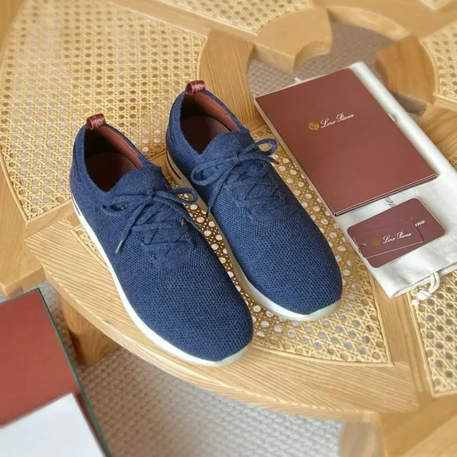 Loro Piana Knit Sneaker Navy Blue