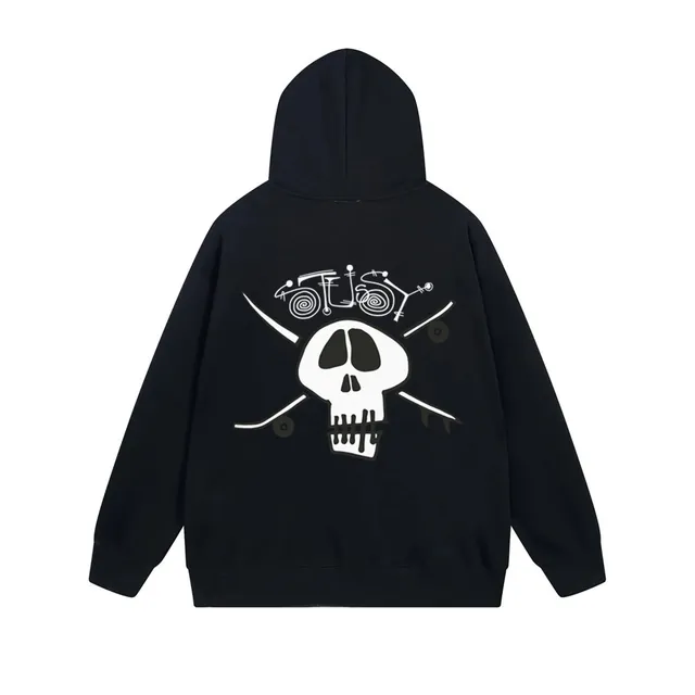 Stüssy Skull Hoodie Skull and Skateboard Graphic