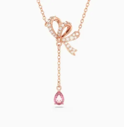 Rose gold small silk tassel necklace