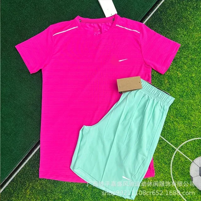Nike Performance Tee & Shorts Set Vibrant Pink and Mint