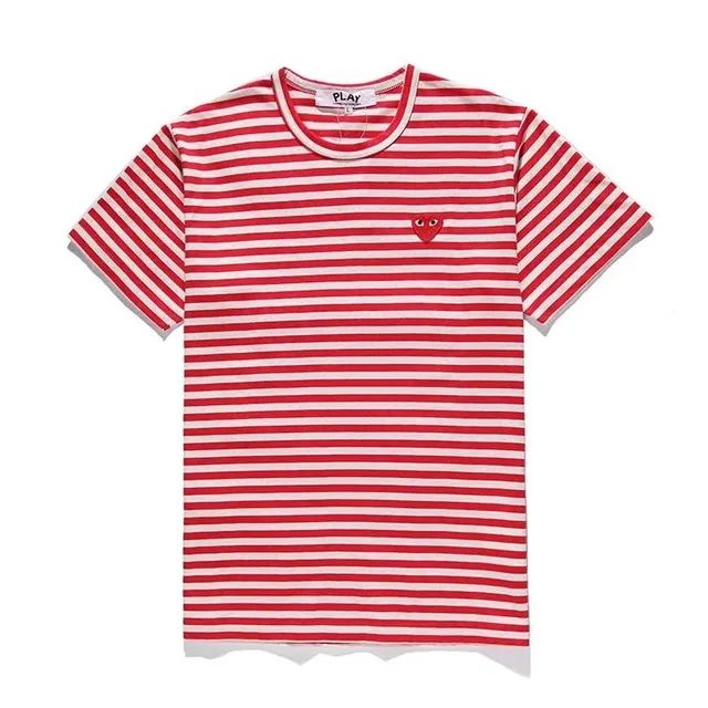 Comme des Garçons Striped T-Shirt Heart Logo