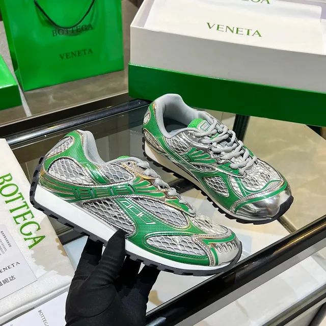 Bottega Veneta Speed Trainer Green Silver