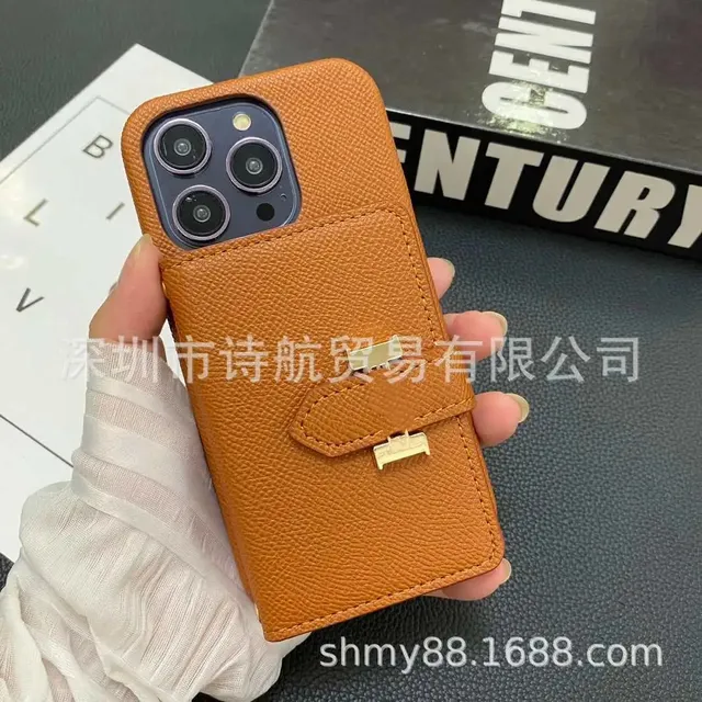 Hermès Phone Case Wallet Epsom Leather with Gold Hardware
