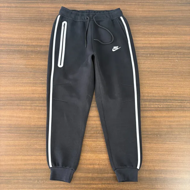 Nike Tech Fleece Joggers Black with White Stripe