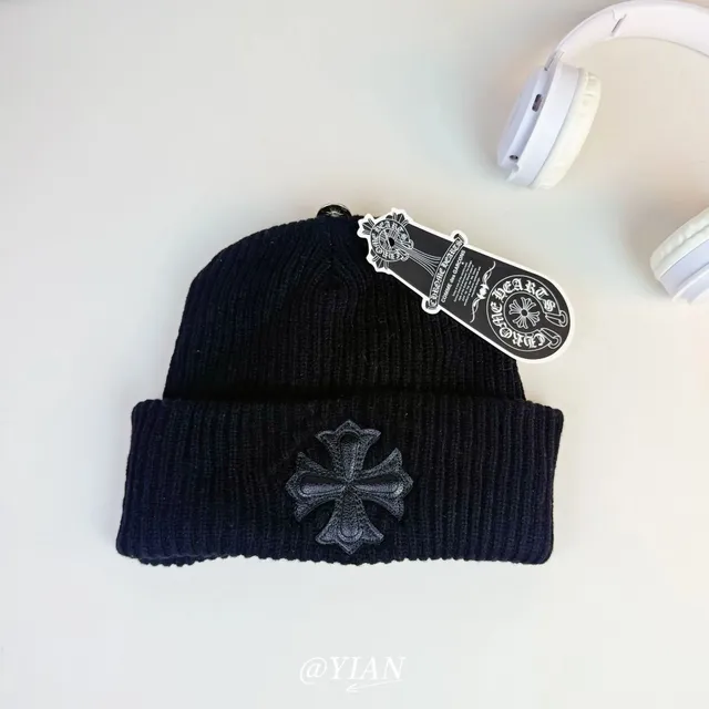 Chrome Hearts Cross Beanie Black with Embossed Cross