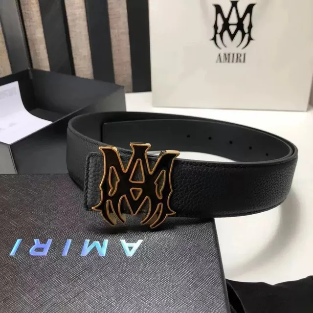 Amiri Logo Belt Gold Logo