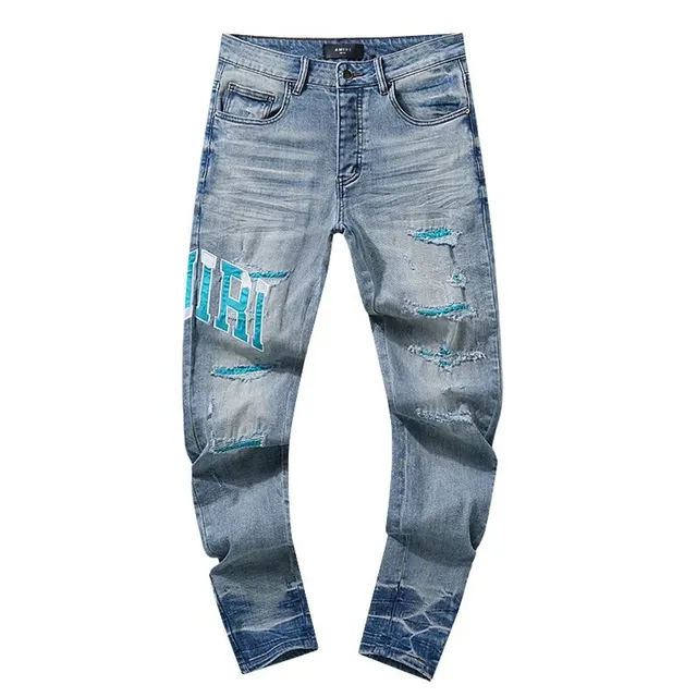 Amiri Distressed Logo Jeans Tear & Print