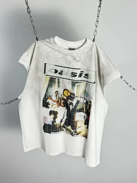 Oasis Graphic Tee Distressed Band Print