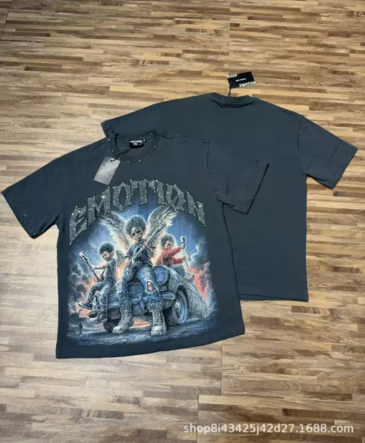 Mixed Emotion Graphic T-Shirt Emotion Print with Rhinestones