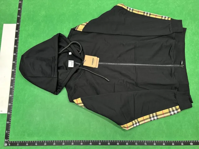 Burberry Zip-Up Hoodie Check Trim