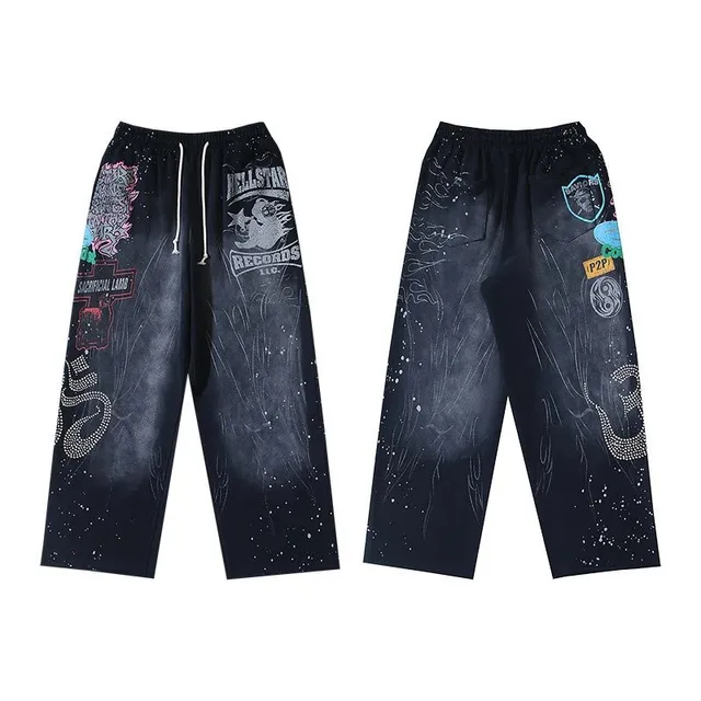 Broken Planet Patchwork Joggers Galaxy Print with Embellished Patches