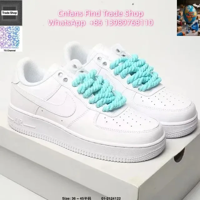 Nike Air Force 1 Low Triple White with Mint Rope Laces