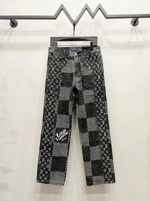 Louis Vuitton Patchwork Jeans Monogram Checkerboard