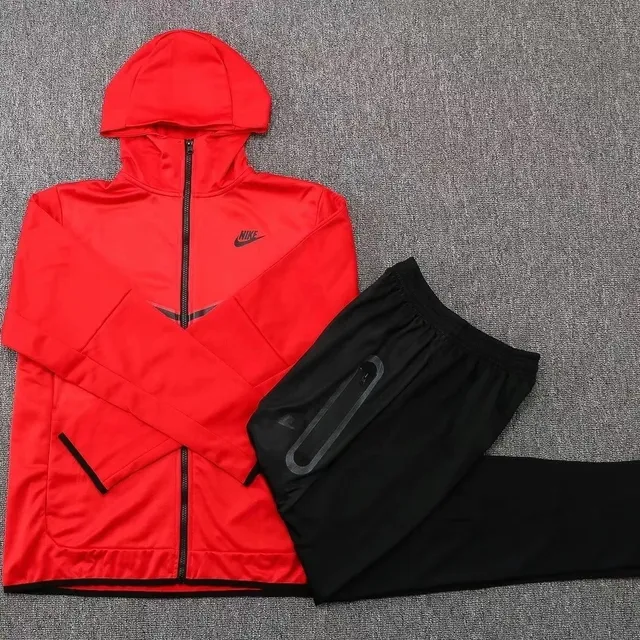 Nike Tech Fleece Hoodie and Joggers Red/Black
