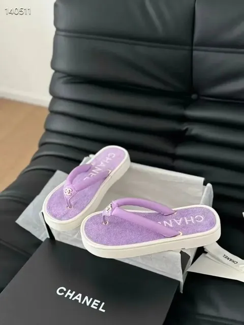 Chanel Flip-Flop Glitter Purple with CC Logo