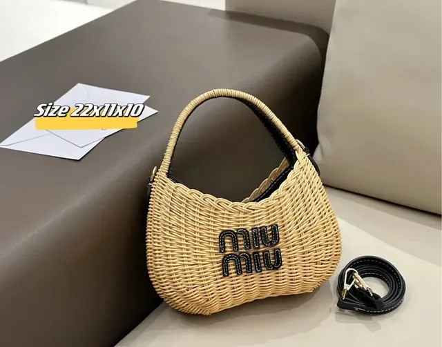 Woven Hobo Bag Miu Miu Logo