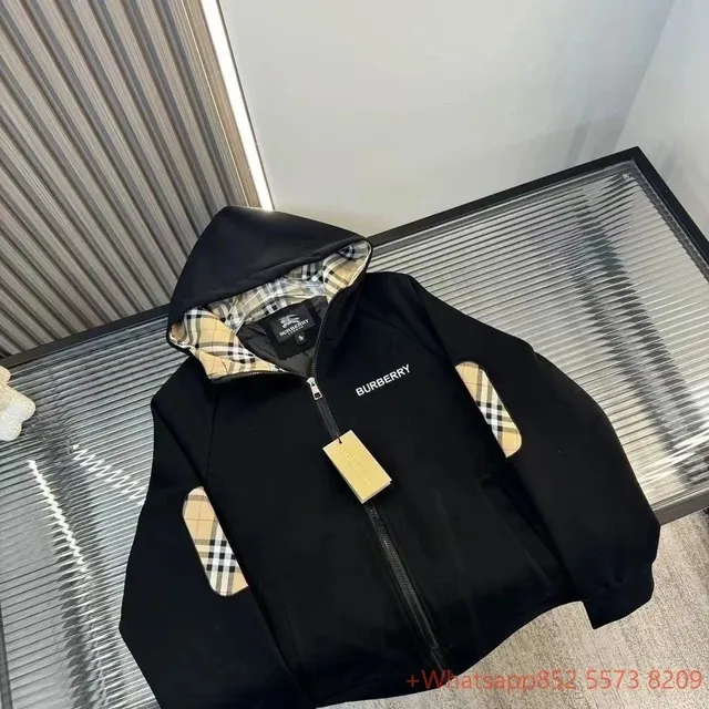Burberry Hooded Zip Jacket Check Detail