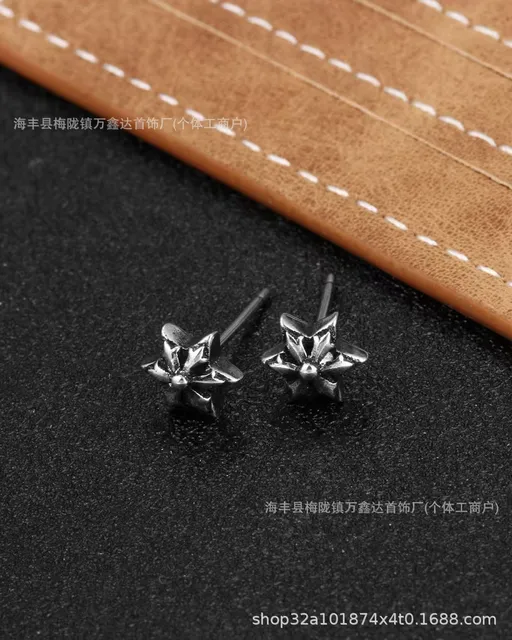 Chrome Hearts Star Stud Earrings Antique Silver