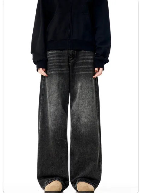 Wide-Leg Jeans Acid Wash Black