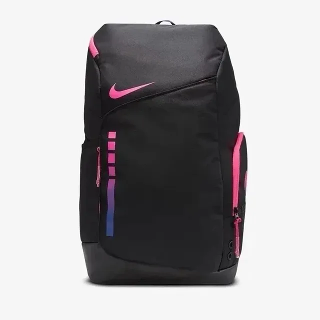 Nike backpack Black with Pink Swoosh and Zip Accents