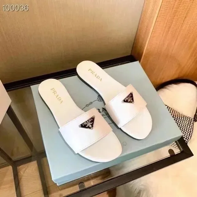 Prada Logo Slide Sandal Triangle Logo